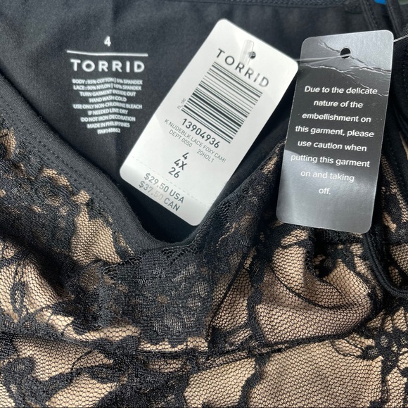 Torrid Nude & Black Lace Foxy Cami NWT Size 4X - Picture 9 of 15